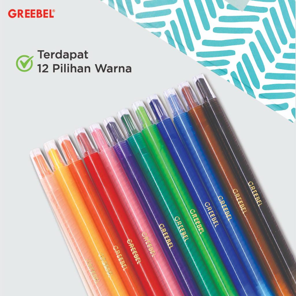 

tyvf GREEBEL Crayon Putar / Krayon Twist 12 Warna / Twist Crayon Greebel / Timur Agung Grosir