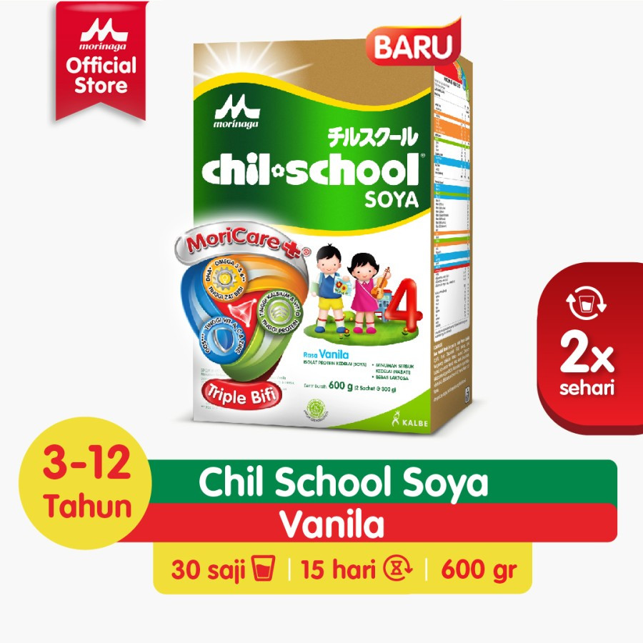 

Chil School Soya Vanila 600 g Susu Pertumbuhan Anak Usia 3-12 Tahun