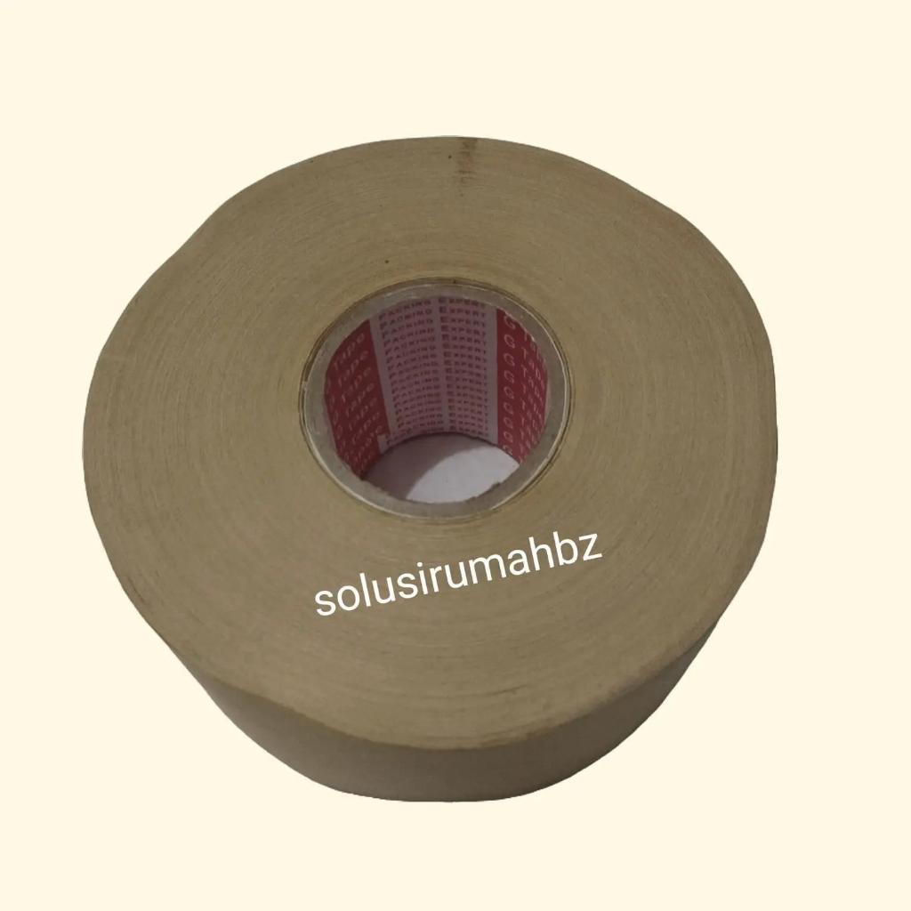 

Lakban Air 2Inch x 100M 1rol Gummed paper craft Tape Kraft gum 2" 48mm isolasi solasi coklat tebal