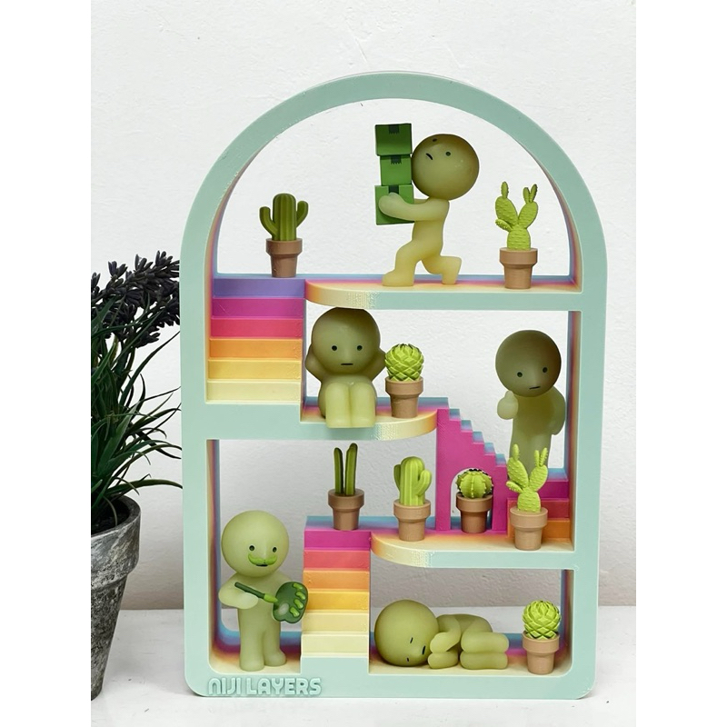 Rainbow house smiski - Mini Playhouse untuk smiski, mofusand, popbean, sonny angels koleksi miniatur