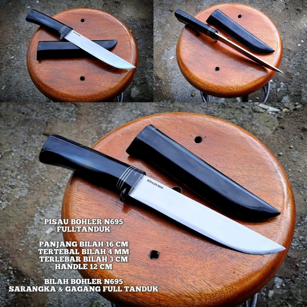Pisau Dapur/Seset/Daging/Camping/Survival Bohler N695 Fulltank Anti Copot