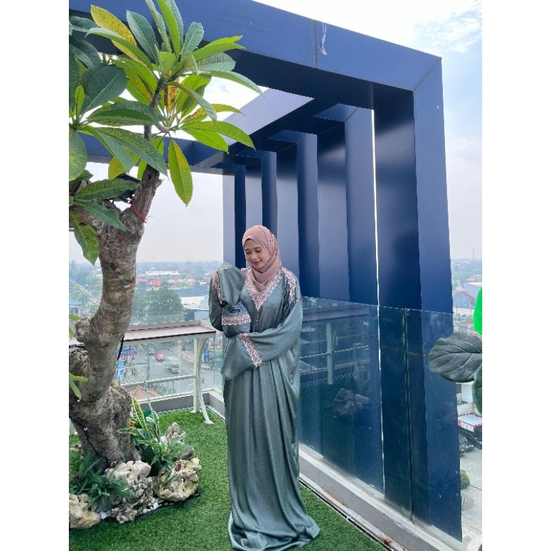 Mukena solat traveling abaya Shimmer glow vol 0.2 renda tile bordir original 354 Siska Ingrat