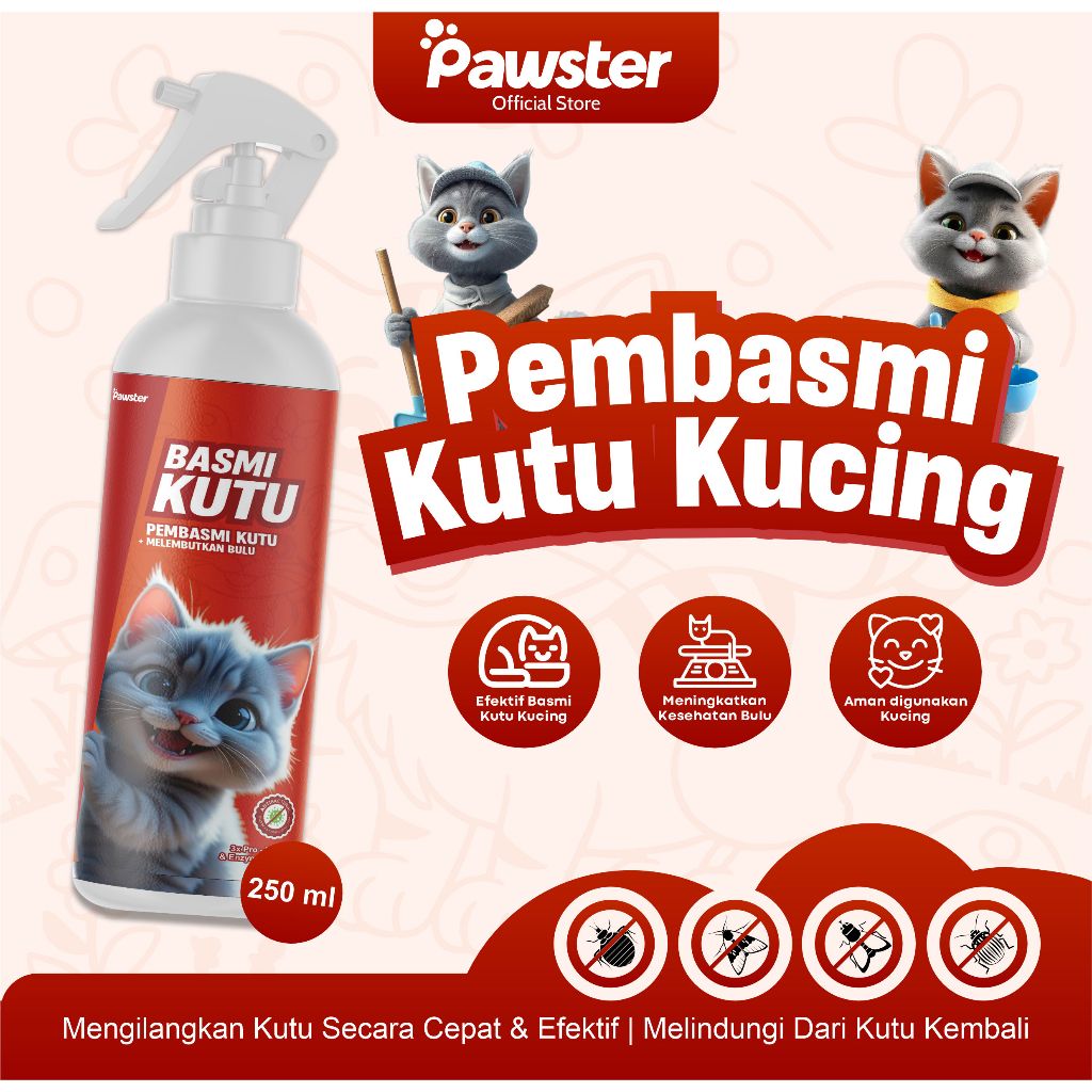 Pawster Pembasmi Kutu Kucing- Obat Kutu Kucing - Anti Kutu Kucing -  Pembasmi Telor Kutu - ampuh