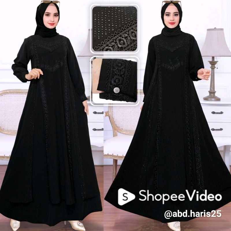 AbayaHitamJetblackPremiumDesignEleganAbayaTurkeyAbayaSaudi