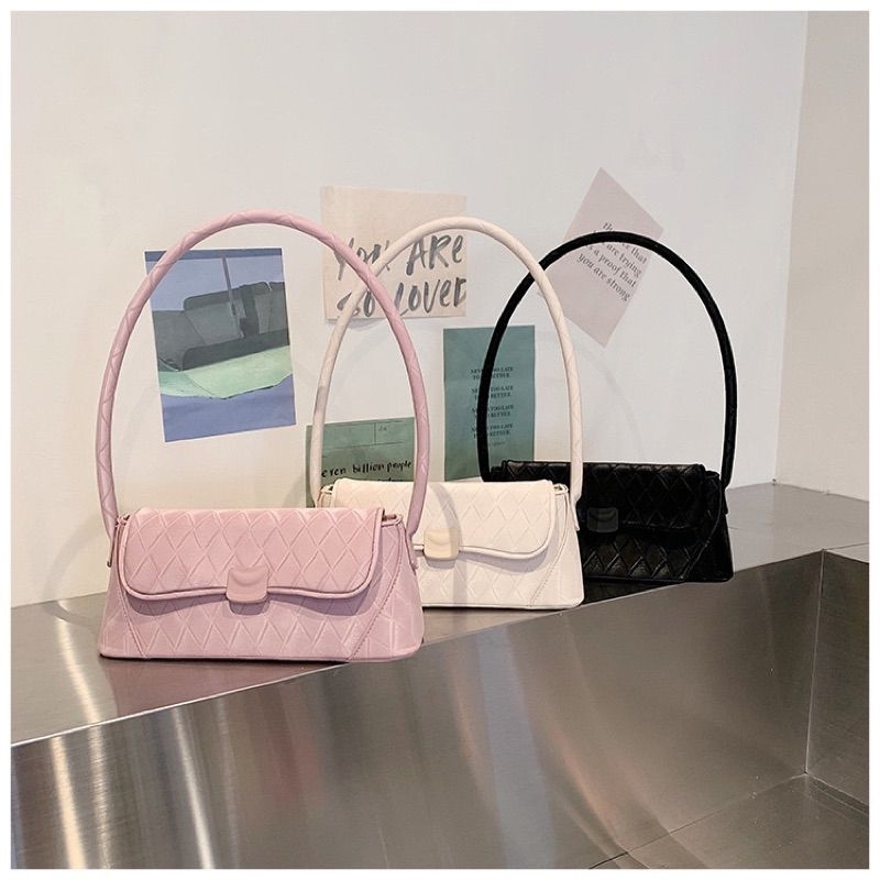 tas bahu shoulder bag tas wanita jalan kulit importterlaris fashion fashionable - Putih