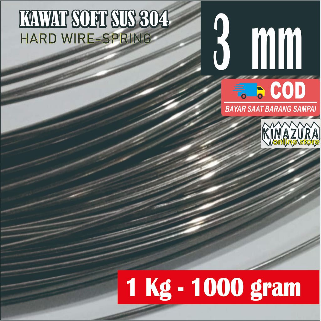 Kawat Stainless / Kawat Stenlis 304 Hard 3 mm 1 Kilogram 1000 Gram Kaku Spring