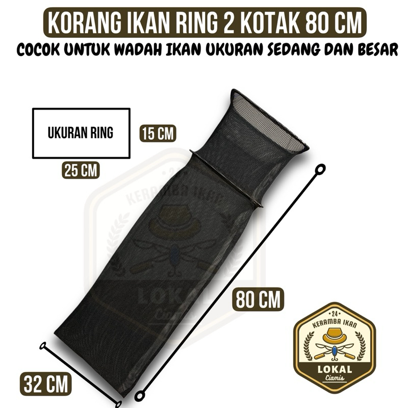 KORANG IKAN RING 2 KOTAK 80 CM | KOJA IKAN KAIN HALUS | KORANG PANCING  | BUBU IKAN | KERAMBA IKAN |