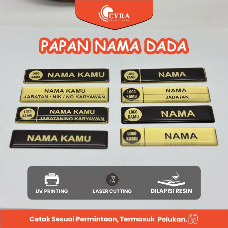 

Papan Nama Dada Akrilik NameTag Dada Kuningan Resin Name Tag Custom