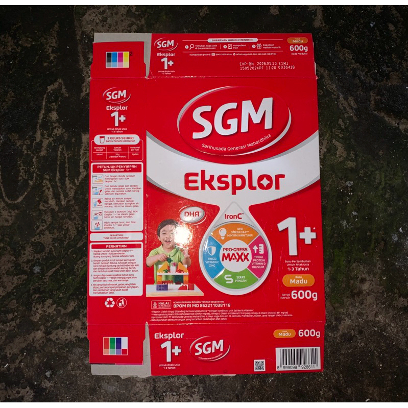 kardus susu SGM 1+ (bekas-tanpa isi)600g