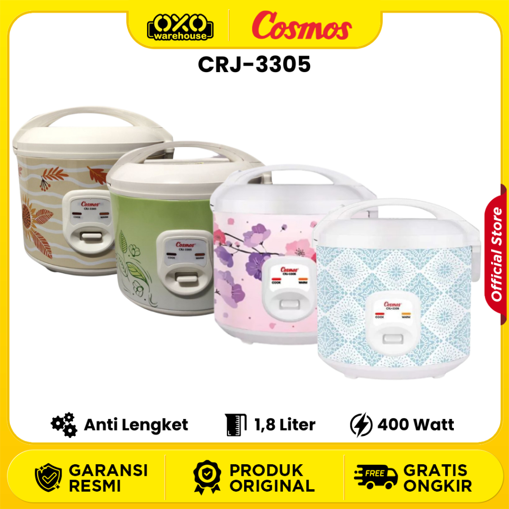 COSMOS Rice Cooker CRJ 3305 1,8 Liter Magicom Anti Lengket Motif Random Garansi Resmi