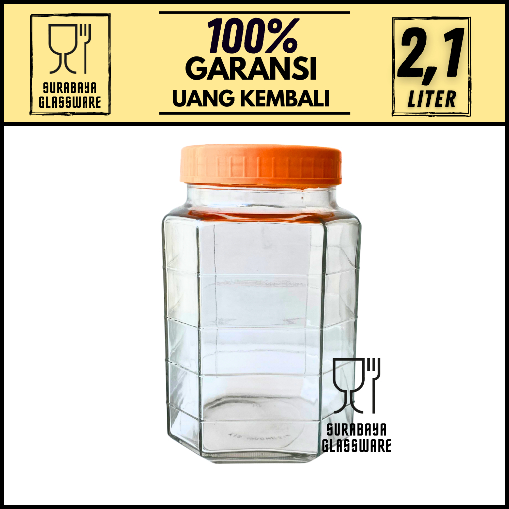 TOPLES KACA KEDAP UDARA 2,1 LITER TOPLES BOTOL JAR TEMPAT WADAH PENYIMPANAN KEDAP UDARA LEBARAN TUTU