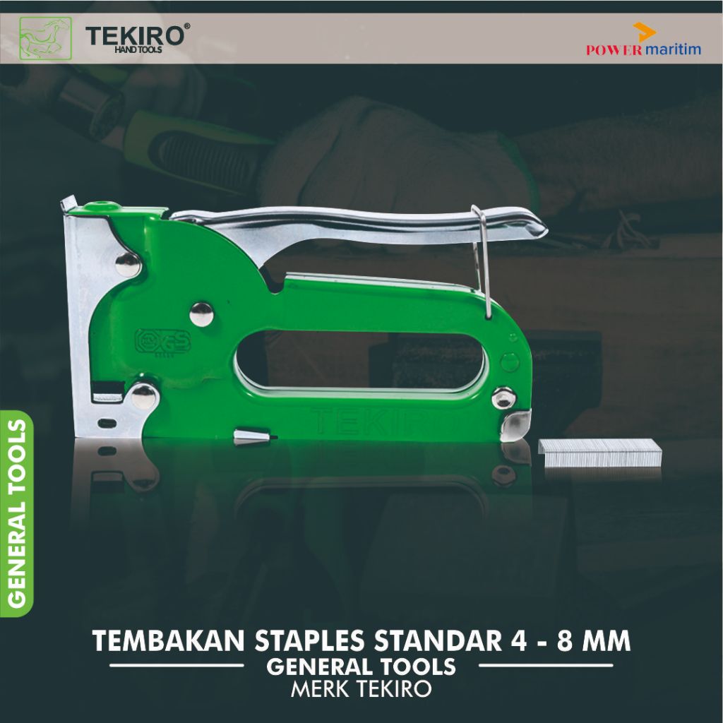 

Tembakan Staples Standar Merk Tekiro Staple Gun Tacker Type GT-SG1671 4-8mm