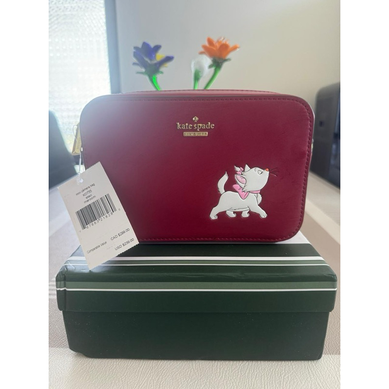 NEW  KS Mini Camera Bag KD735 Staci Maroon with Marie Cat