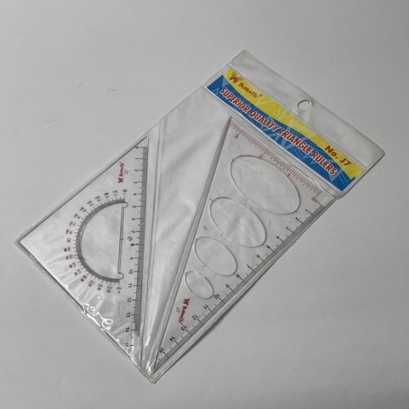 

Penggaris segitiga butterfly no j7 plastik transparan