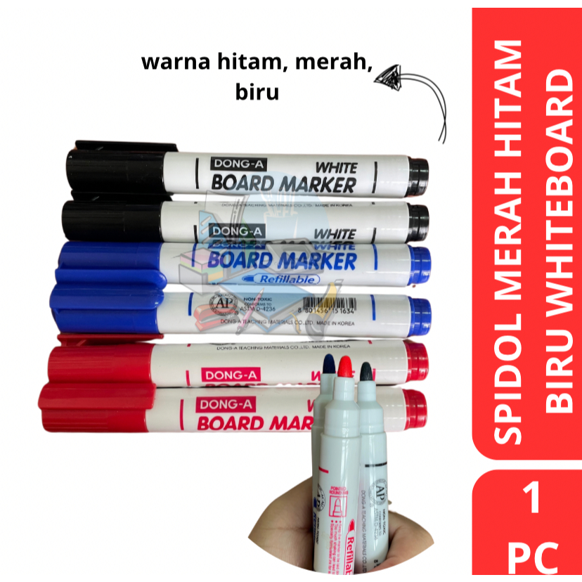 

[1 PC] Spidol Papan Tulis Whiteboard Merah Hitam Merah / Spidol Papan Tulis Non Permanent Refillable Dong A