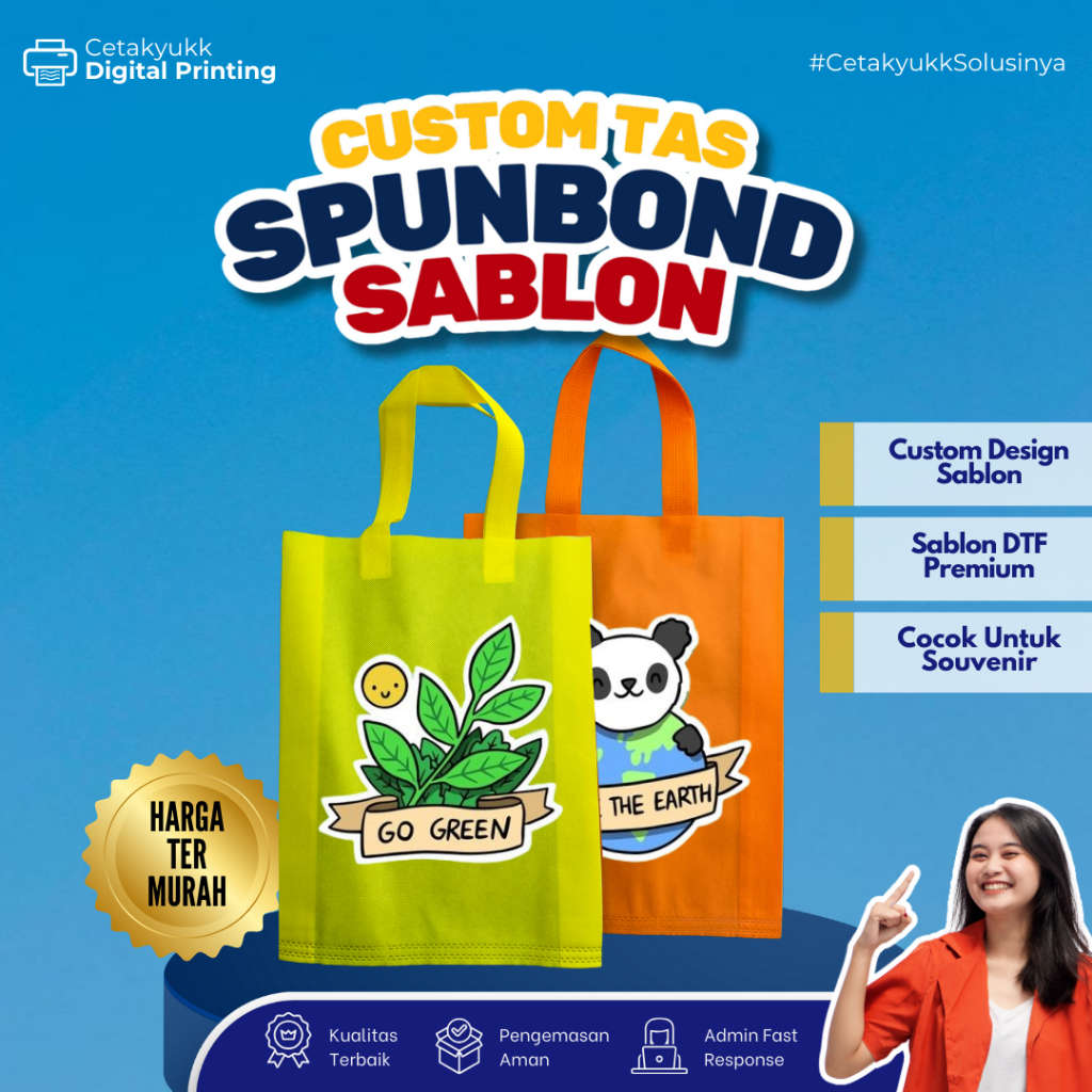 

Tas Sablon Custom Spunbond Tote Bag Tas Belanja Souvenir Umroh Hajatan Seminar | Custom Tas Spunbond Sablon DTF Souvenir Pernikahan Seminar Khitan