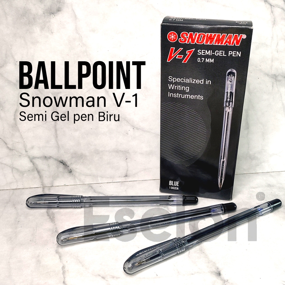 

[ES.JKT] 12pc Pulpen Snowman V1 Semi /Snowman V1 Gel Pen Hitam 0.7mm / Snowman Pulpen 0.7 mm Gel ECERAN