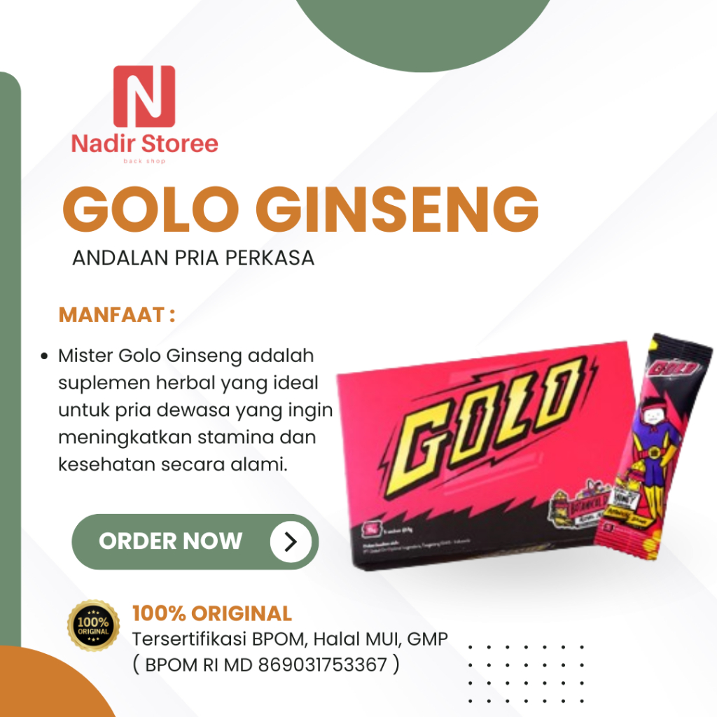 

Mister Golo Gold Ginseng Original 1 Box Isi 5 Sachet Resmi Bpom