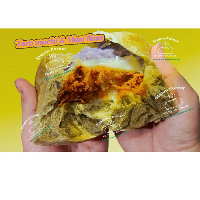

Taro Mochi Meat Floss Steam Bread/芋泥麻薯肉松面包/Mochi Taro/Steam Bread