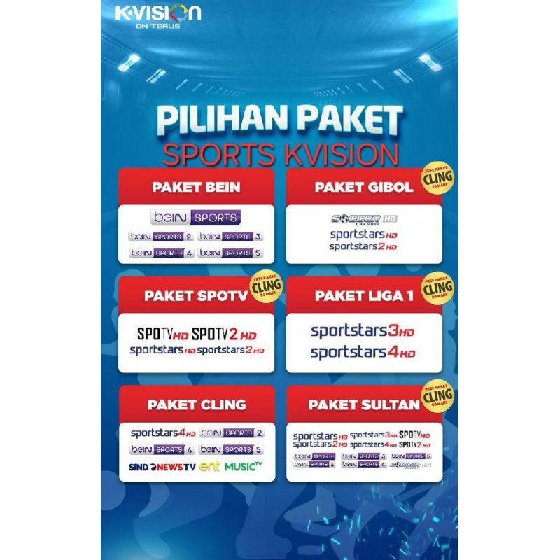 KVISION PAKET LENGKAP SPOTV 30HARI