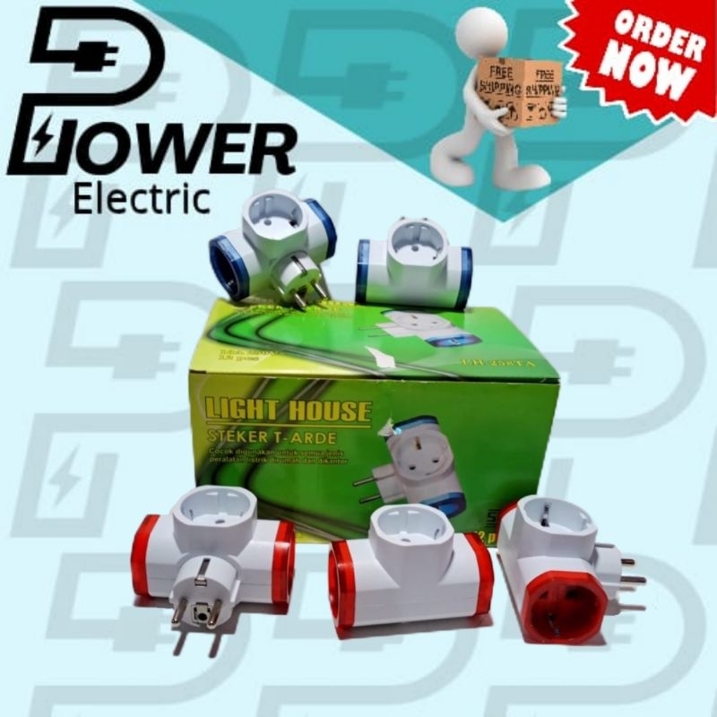 Steker T Arde Light House / Colokan 3 Cabang / 3 Lubang