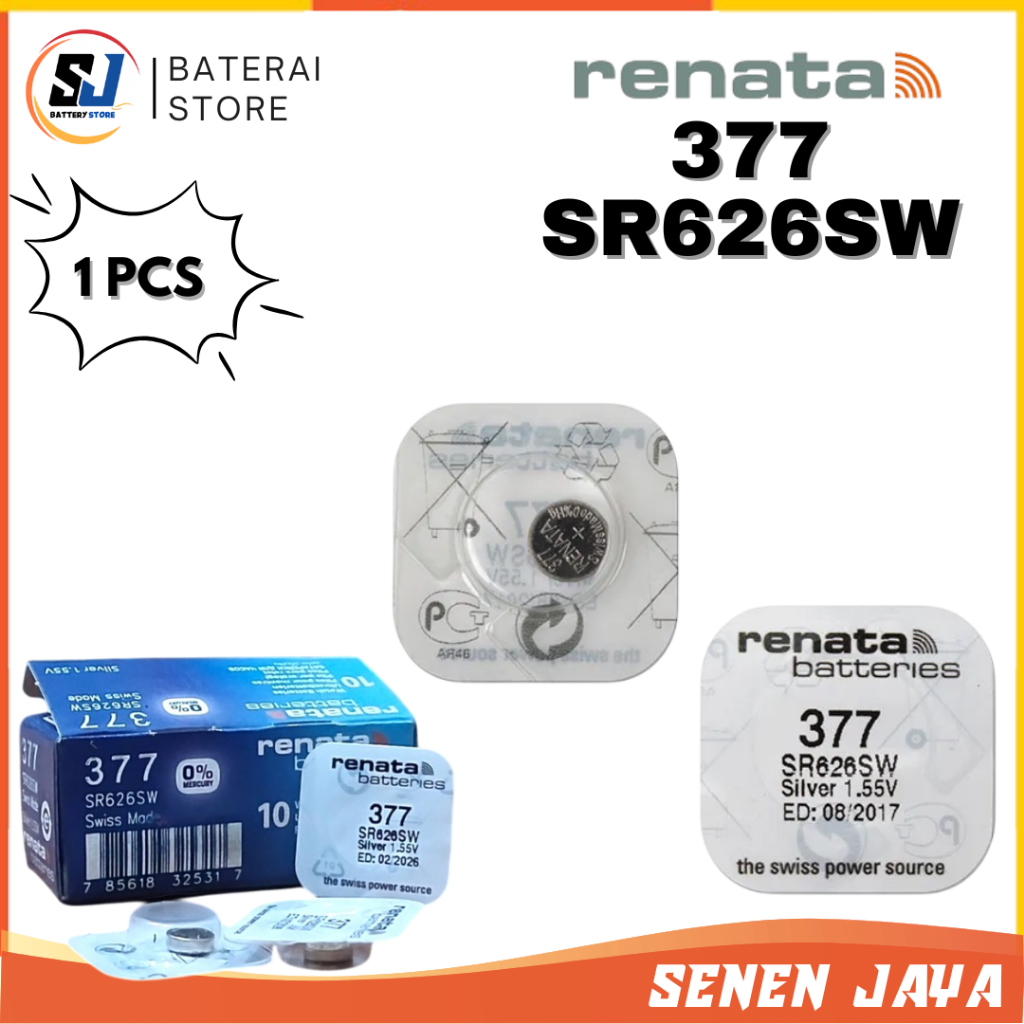 Baterai SR626SW Renata Batre 377 Renata Batre Kancing 626 SR626 Batre Jam Tangan 626 377 RENATA