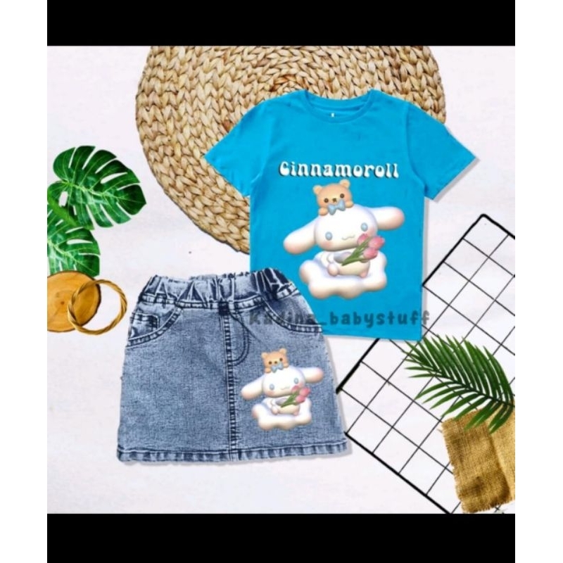 Setelan Rok Anak Perempuan / Set Rok jeans anak perempuan usia 3- 5 tahun