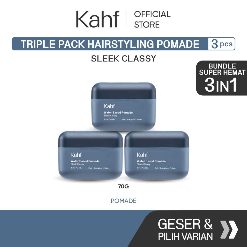 Kahf Paket Triple Pack Hairstyling Pomade or Powder - Approved by Barber and Suitable for Daily Use