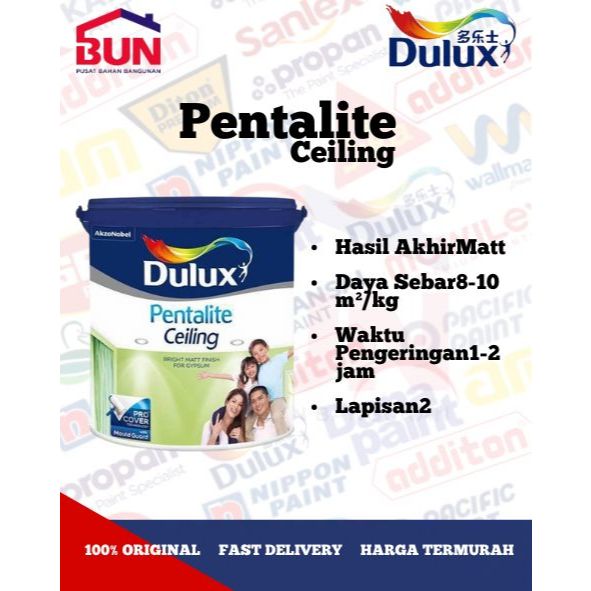 Cat Dulux Pentalite Ceiling White Supermatt 25kg cat plafon