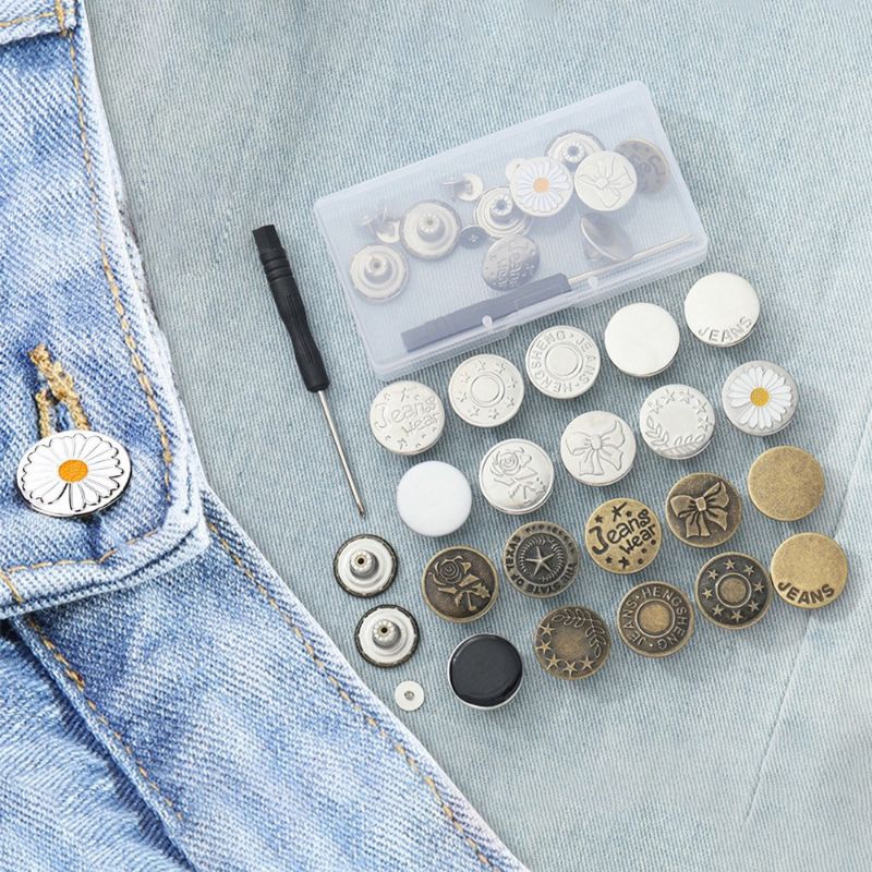 Kancing jeans logam tusuk pengecil celana jeans magic button kancing