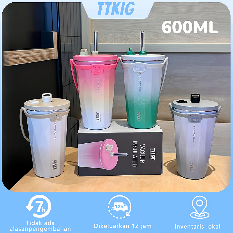 Cawan Kopi Terisolasi Tumbler Berinsulasi Vakum Cangkir Kopi Stainless Steel 600 ML