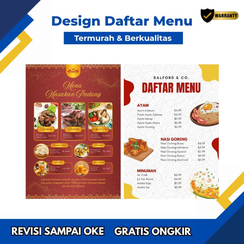 Jasa Desain Daftar Menu Usaha Desain Buku Menu Desain Menu Warung Custom
