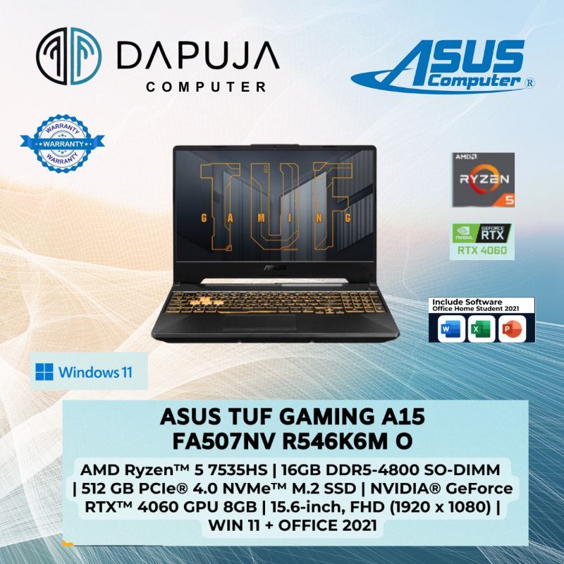 NB ASUS TUF GAMING 5-5735HS Memori 16GB HDD 512GB A15 FA507NV-R546KLM-O(MECHA GREY)
