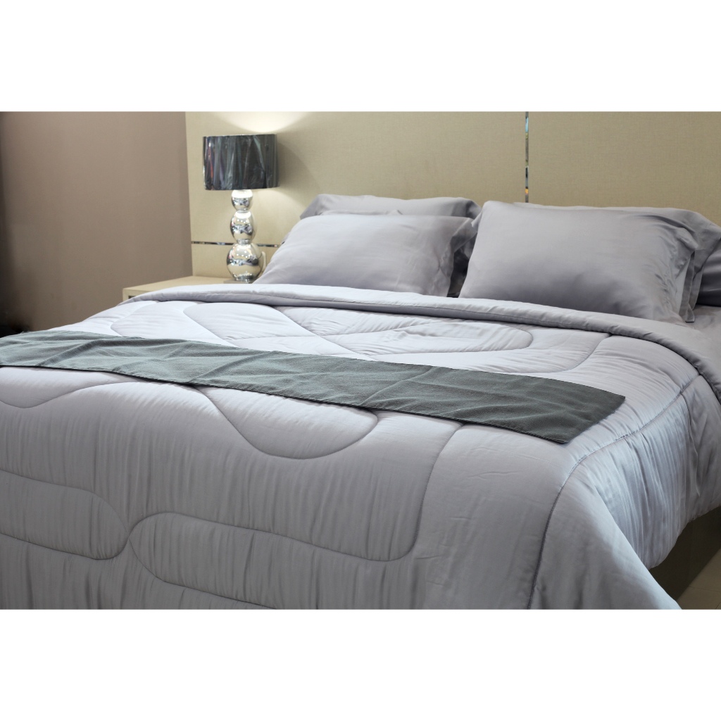 Picasso Botanic Tencel Sprei Set Bedcover Warna Polos
