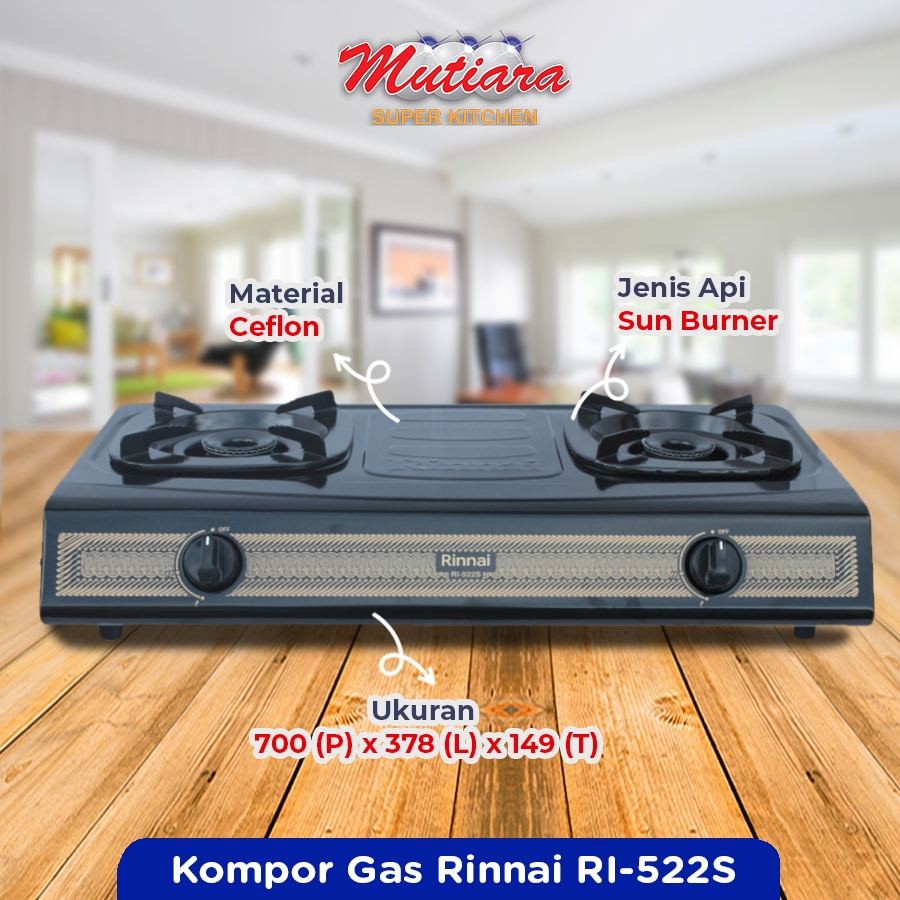 Kompor Gas Rinnai 2 Tungku Tipe RI-522S - Rinnai