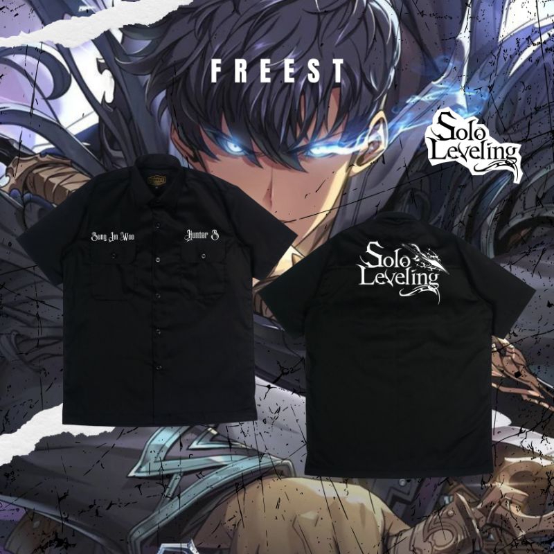 Workshirt Solo Leveling CUSTOM nama - Workshirt Anime Bordir - Workshirt Manwha Bordir