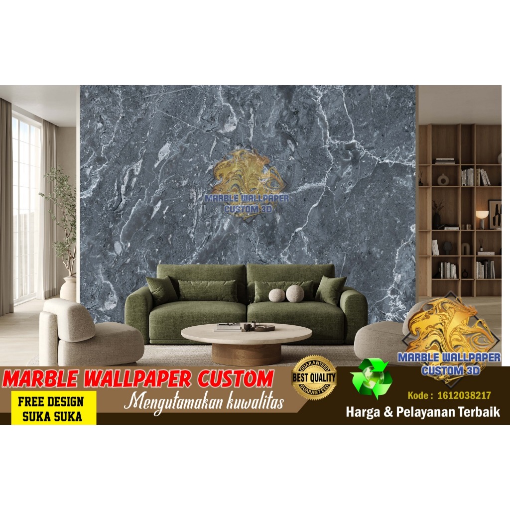 Wallpaper Custom 3D Tema Marmer | Wallpaper Dinding Room | Wallpaper Ruang Makan Marmer | Wallsticke