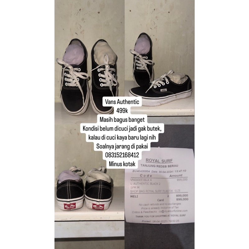vans authentic black white ORI (second) 36