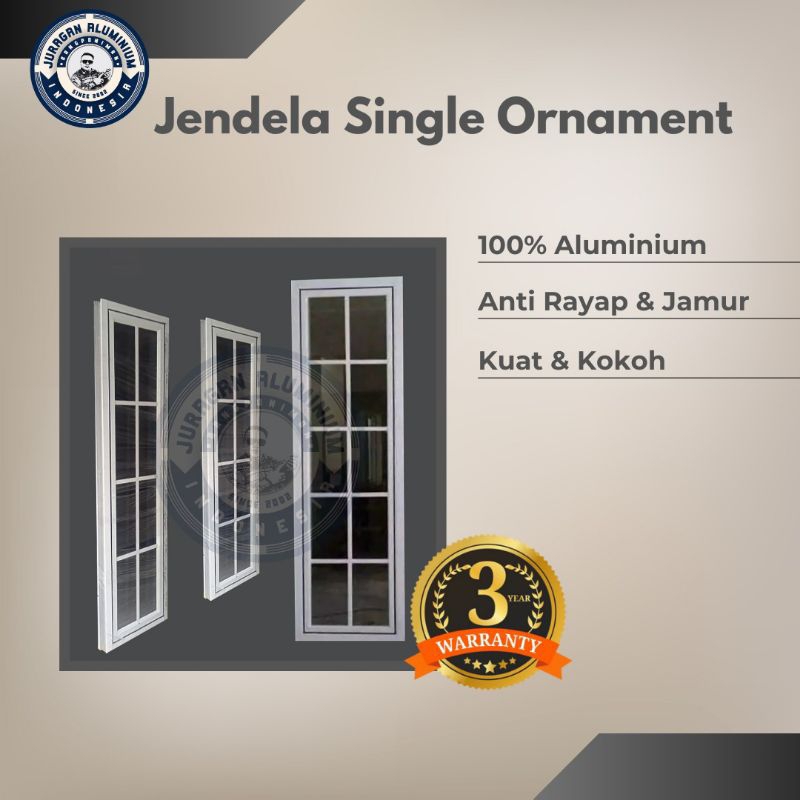Jendela Single Aluminium Ornament L 60 x T 150