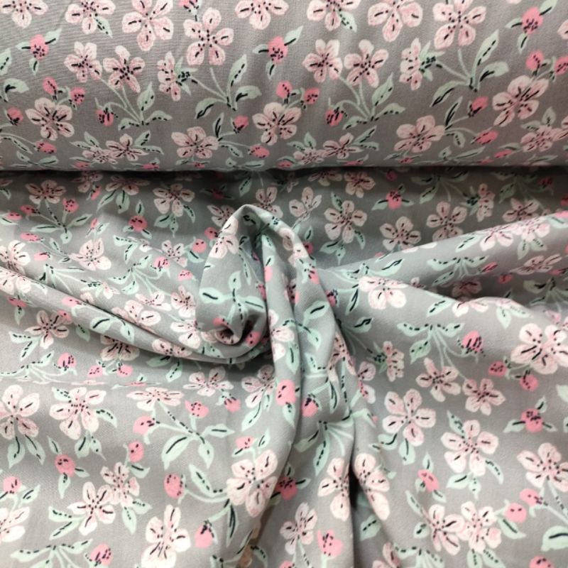 KATIN RAYON MOTIF BUNGA BAHAN KEMEJA,TUNIK,BLOUSE,ATASAN,BAJU SANTAI,DRESS,GAMIS,PIYAMA,KAIN KATUN R