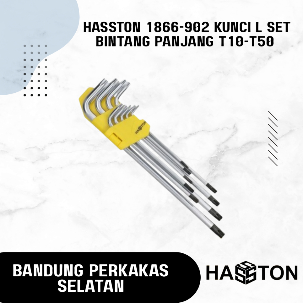 HASSTON 1866-902 Kunci L Set Bintang PANJANG T10-T50 Long Star Prohex