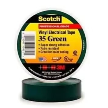 3M Scotch 35 Vinyl Electrical Colour Coding Tape - Green 19mm x 20,1M - Merah