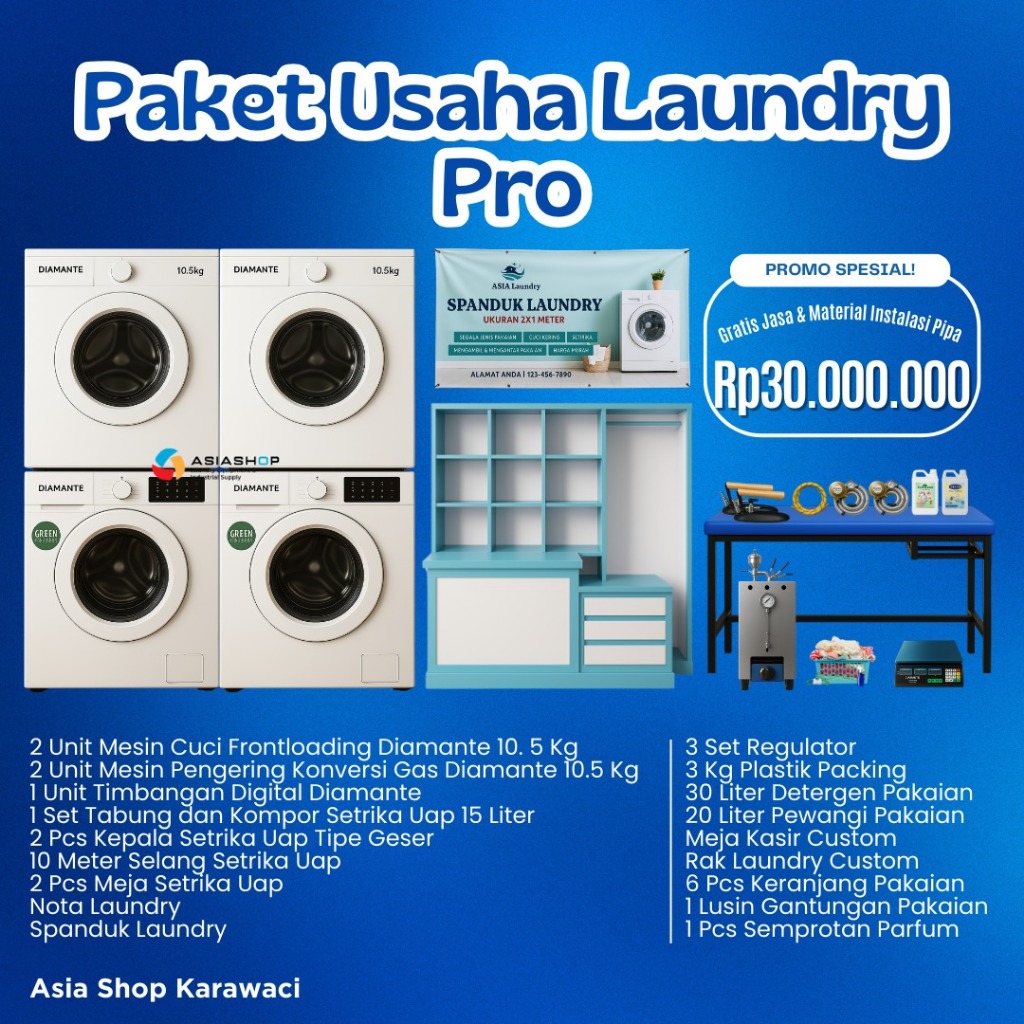 Paket Usaha Laundry Lengkap Siap Mulai Usaha Laundry Skala Menengah Mesin Cuci Mesin Pengering Murah