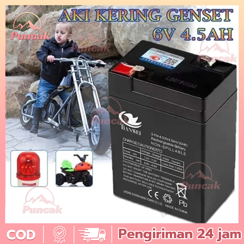 Baterai Aki Kering  6V 4,5Ah +level baterai / 6v 12ah Baterai UPS Battery Lampu Emergency/Aki Kering
