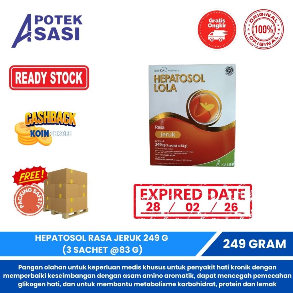 

HEPATOSOL LOLA RASA JERUK 249 GRAM (3 X 83 GRAM) BOX- Nutrisi Kesehatan Hati Spesifik