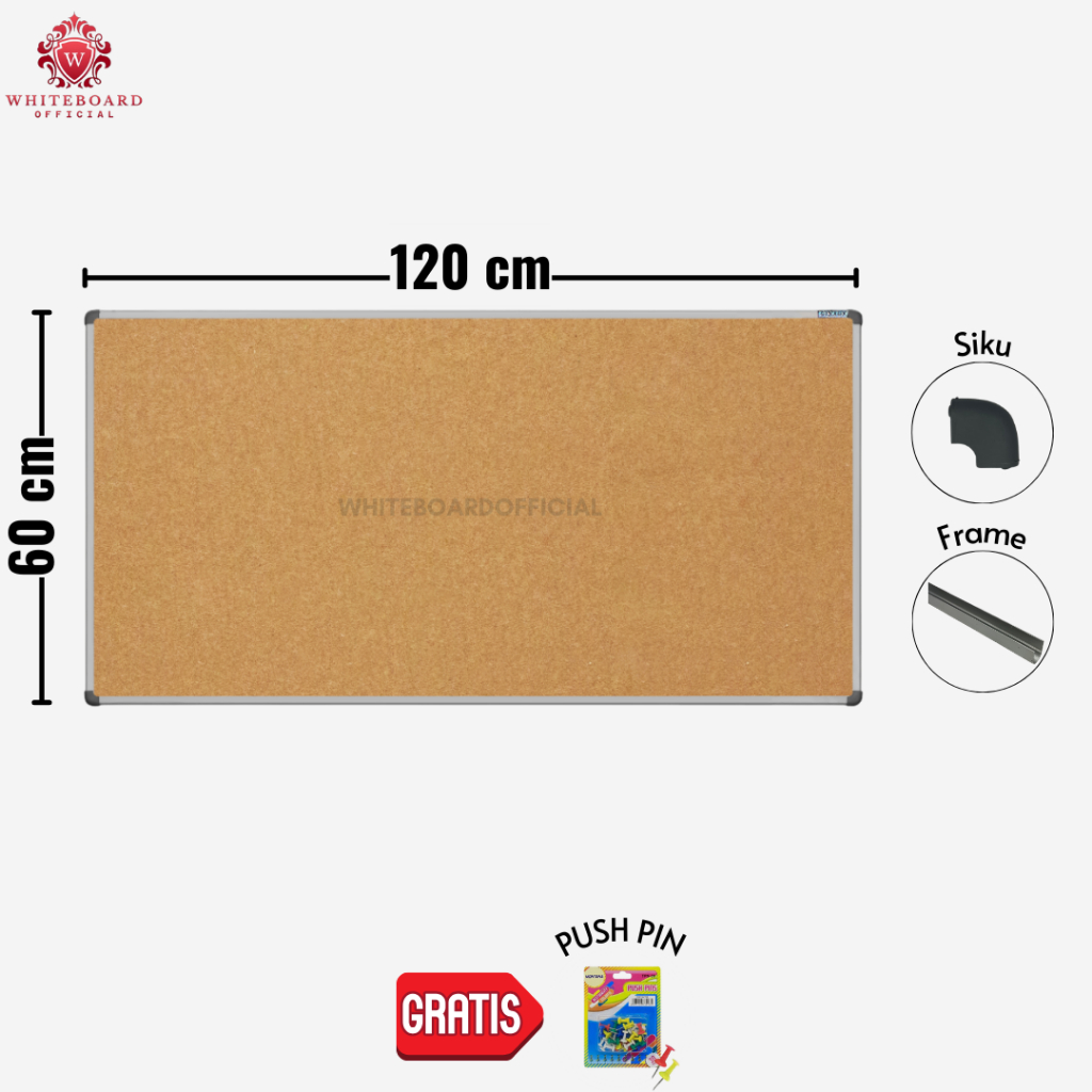 

SAKANA Softboard Gantung 60x120cm / Cork Board / Pin Board / Papan Mading / Papan Pengumuman
