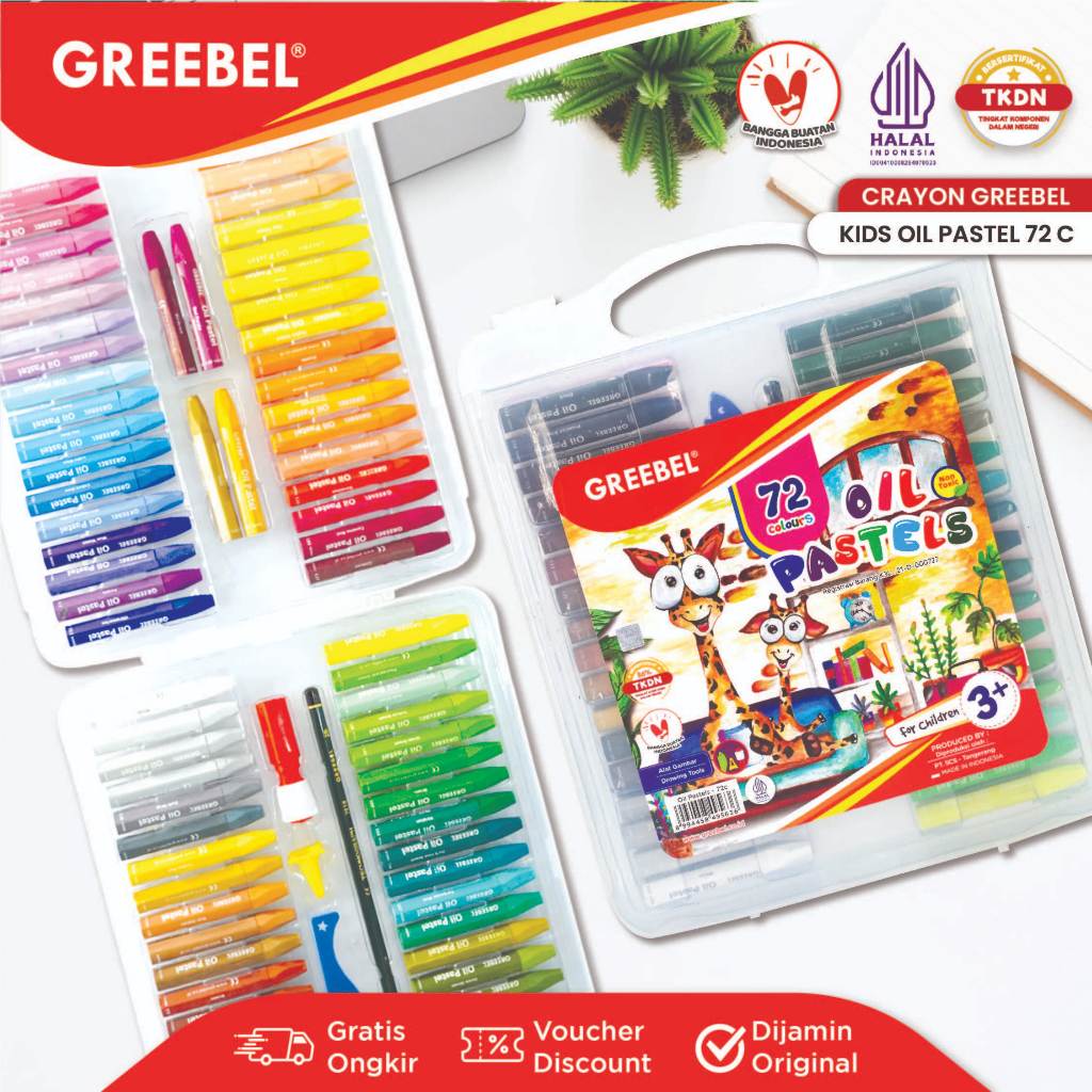 

GREEBEL Crayon Krayon 72 Warna / Kids Oil Pastel 72 Warna / Crayon GREEBEL