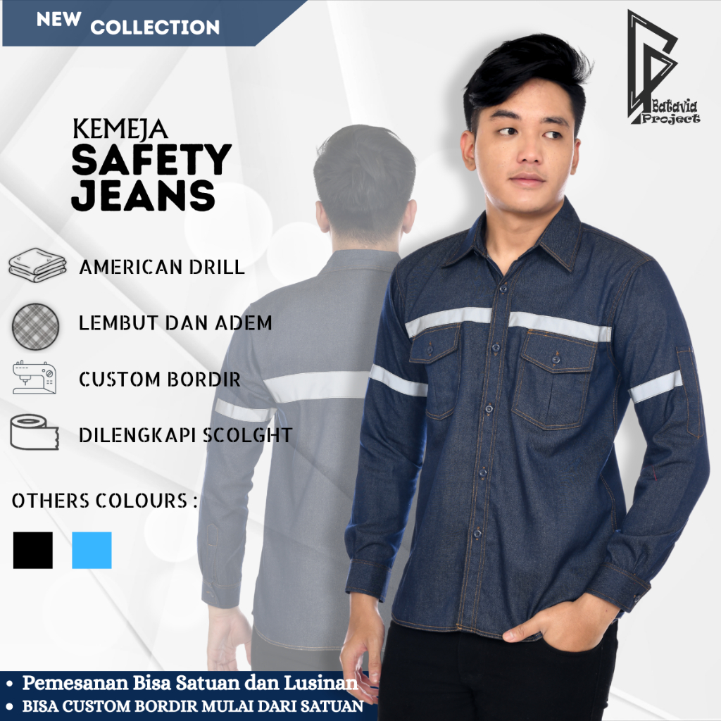 Baju Kemeja Wearpack Safety K3 Lengan Panjang - Pakaian Seragam Kerja Lapangan Tambang Proyek Konstr