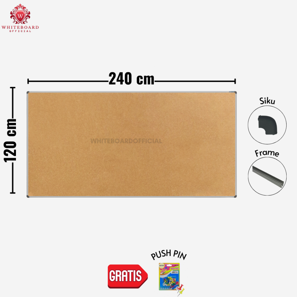 

SAKANA Softboard Gantung 120x240cm / Cork Board / Pin Board / Papan Mading / Papan Pengumuman