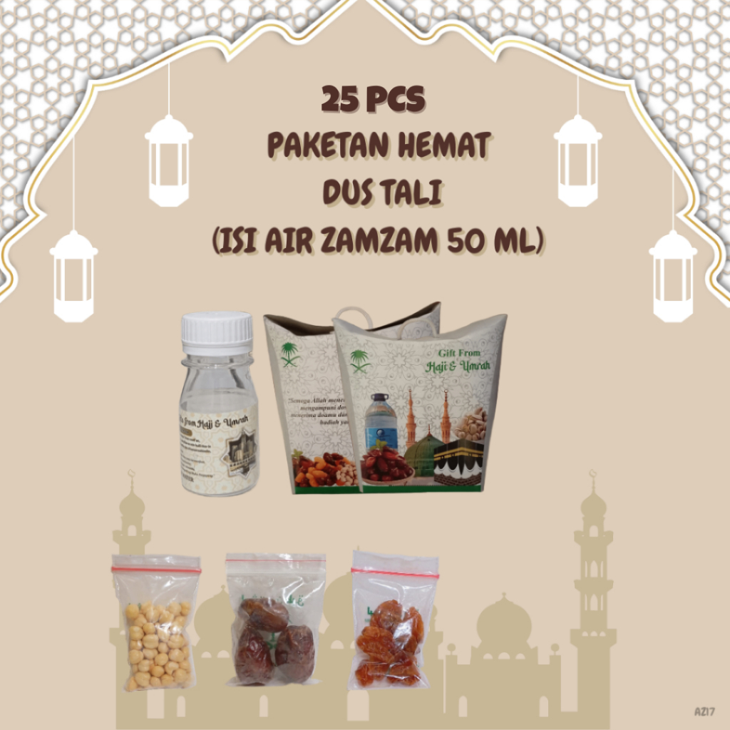 

25 pcs paketan hemat tali untuk oleh oleh haji dan umroh ( botol isi air zam zam 50 ml )